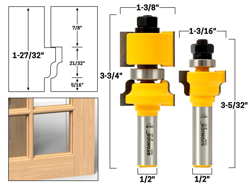YONICO Router Bits Window Sash Set 2 Bit Ogee 1/2-Inch Shank 18227 - Image 2